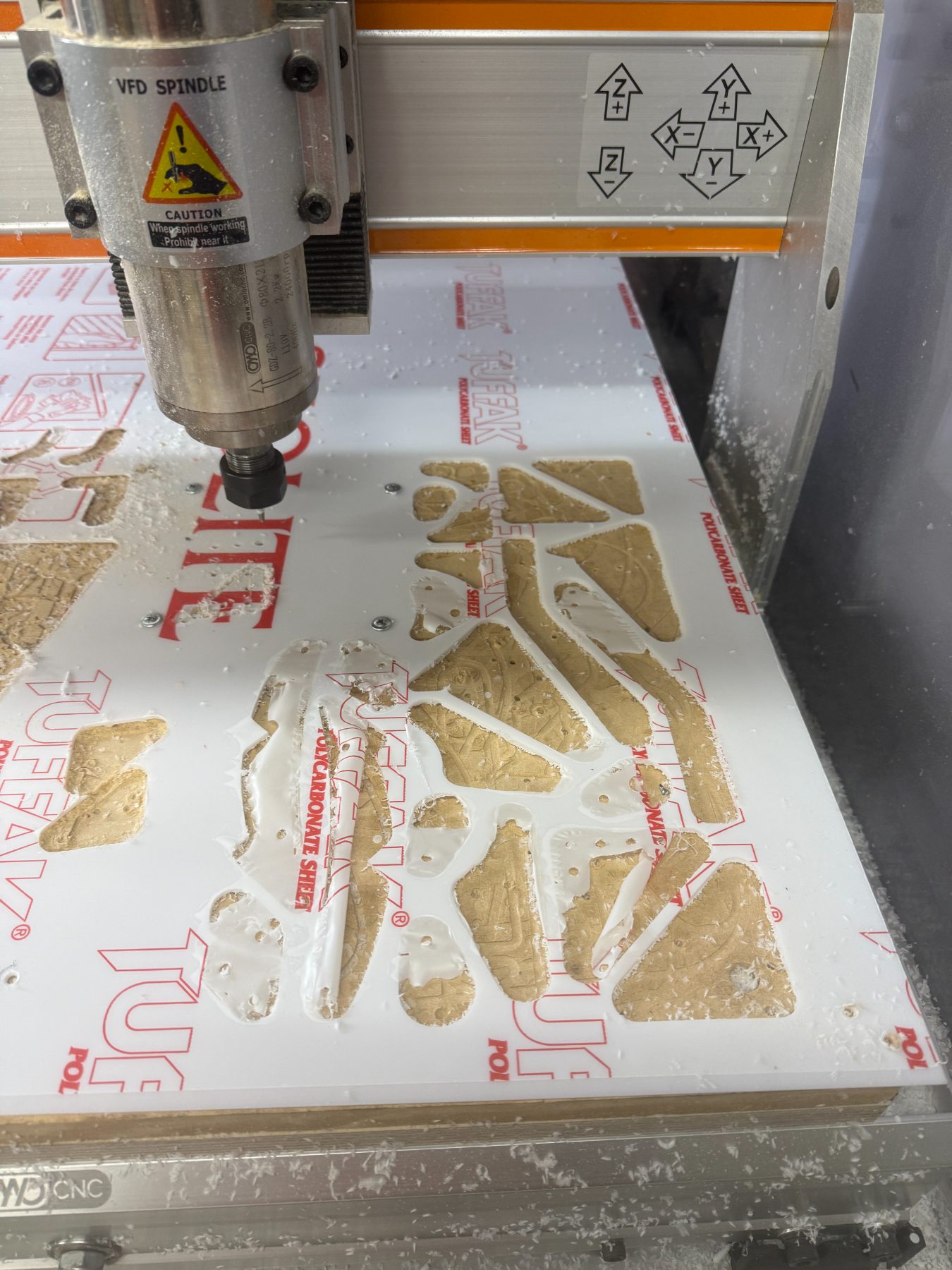 Polycarbonate plates cut on the CNC router
