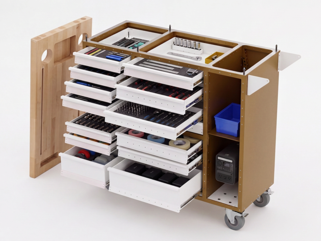 REV GSE cart with all drawers extended